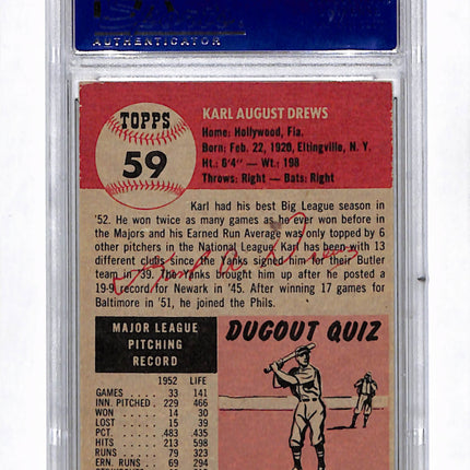 1953 Topps Karl Drews #59 PSA 6