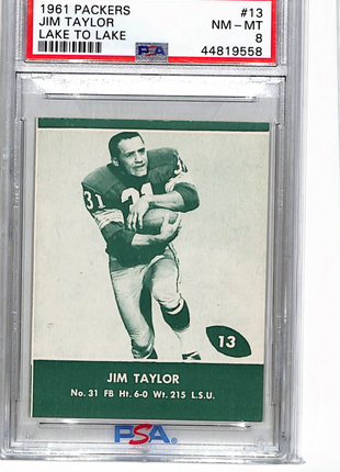 1961 Lake To Lake Packers Jim Taylor #13 PSA 8