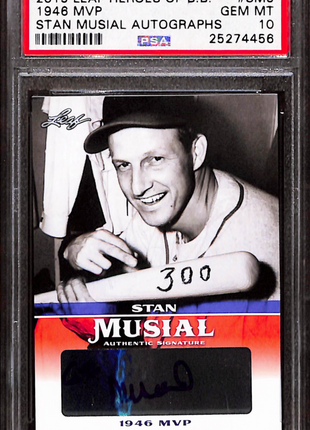 2015 Leaf Heroes Of Baseball Stan Musial Autographs 1946 MVP #SM5 PSA 10