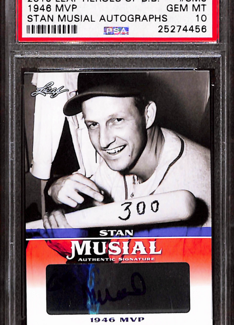 2015 Leaf Heroes Of Baseball Stan Musial Autographs 1946 MVP #SM5 PSA 10