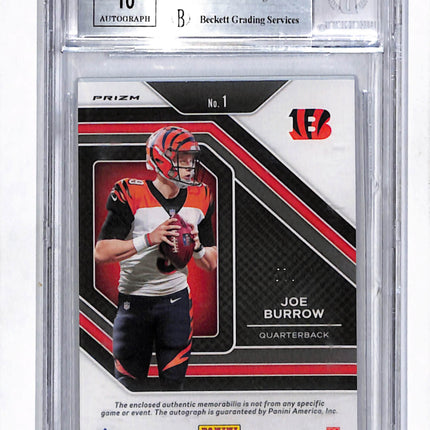 2020 Panini Prizm Joe Burrow #1 BGS 9 Auto 10 Silver Patch Auto /99