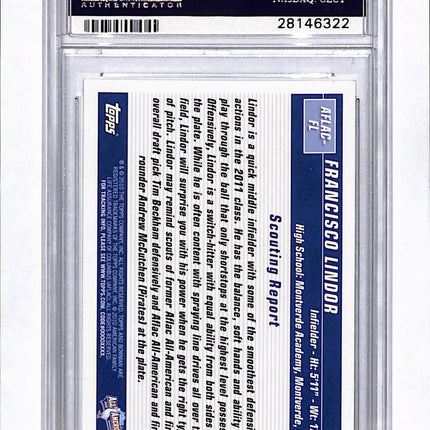 2010 Bowman Aflac All-American Francisco Lindor #FL Autograph PSA 10