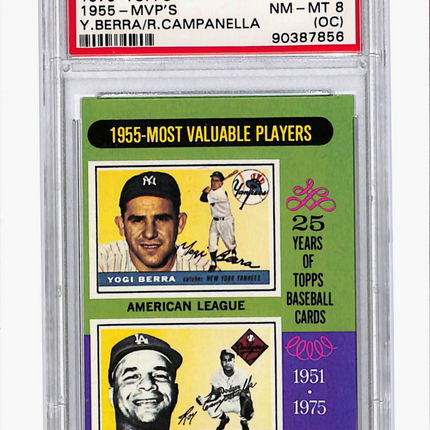 1975 Topps 1955-Mvp's #193 Yogi Berra Roy Campanella Oc PSA 8