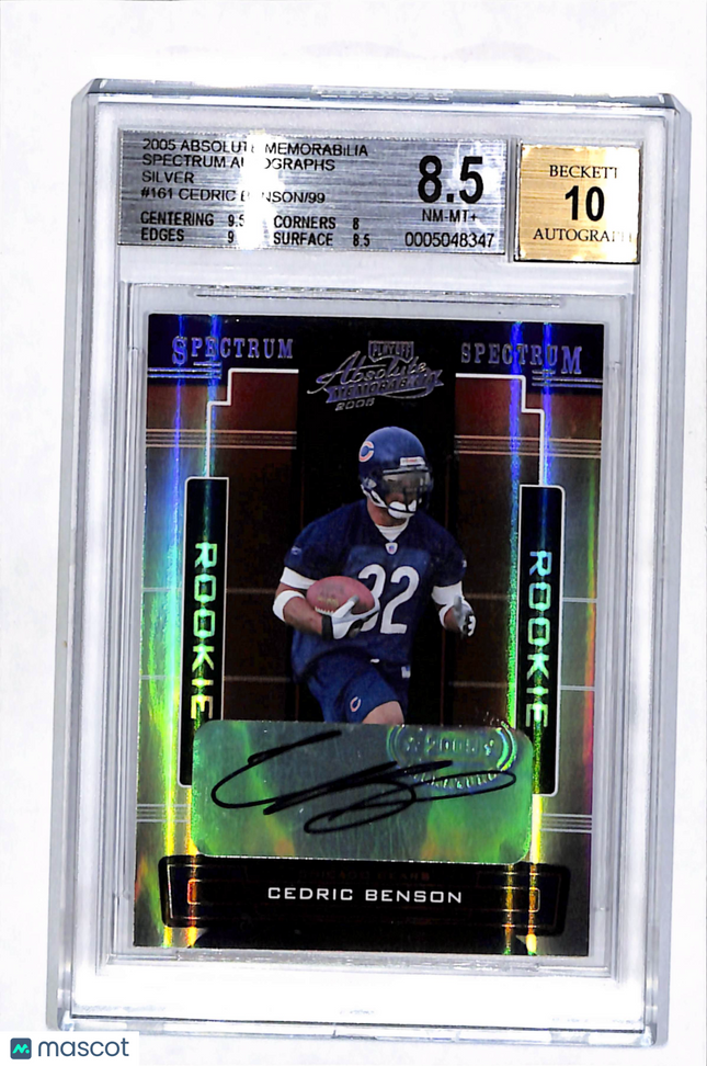 2005 Absolute Memorabilia Spectrum Silver Cedric Benson #161 /99 BGS 8.5 Auto 10