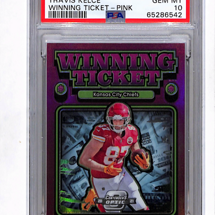 2021 Panini Contenders Optic Winning Tickets Travis Kelce #WT23 Pink PSA 10 /75