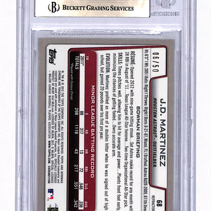 2012 Bowman Chrome Gold Refractors J.D. Martinez #68 BGS 9.5