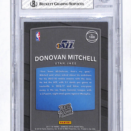 2017 Donruss Optic Rated Rookie Shock Flash Donovan Mitchell RR #188 BGS 8