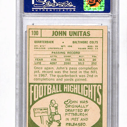 1968 Topps John Unitas #100 PSA 8