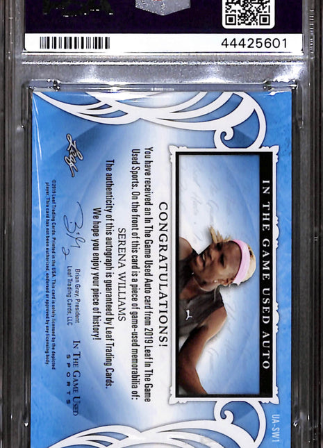 2019 Leaf In The Game Used Autograph Memorabilia Serena Williams #UASW1 PSA 8