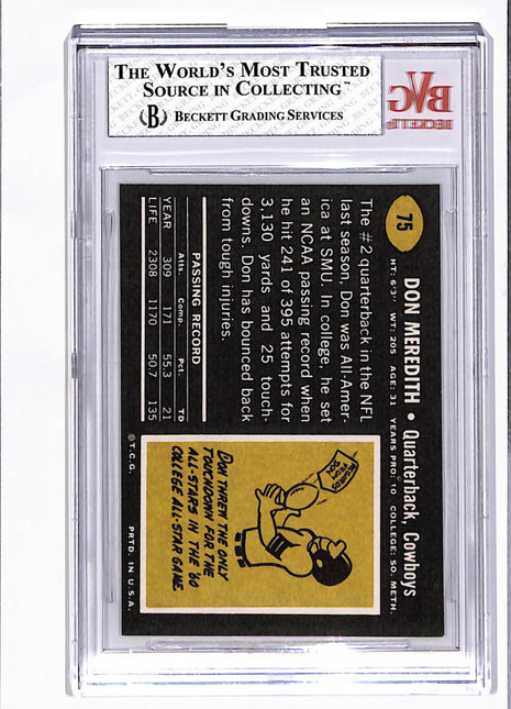 1969 Topps Don Meredith #75 BGS 8