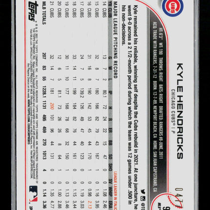 2022 Topps Chrome Kyle Hendricks #90 Purple Logofractor /250