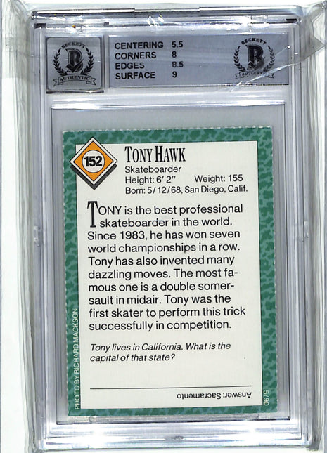 1990 Sports Illustrated for Kids I Tony Hawk #152 BGS 6.5 Auto 8