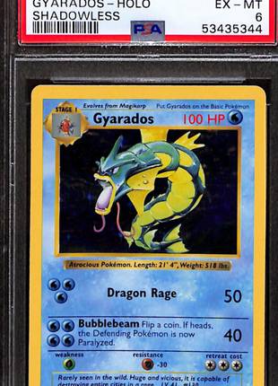 1999 Pokemon Game Gyarados Shadowless PSA 6 #6