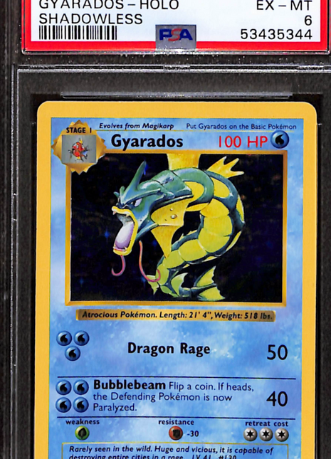 1999 Pokemon Game Gyarados Shadowless PSA 6 #6