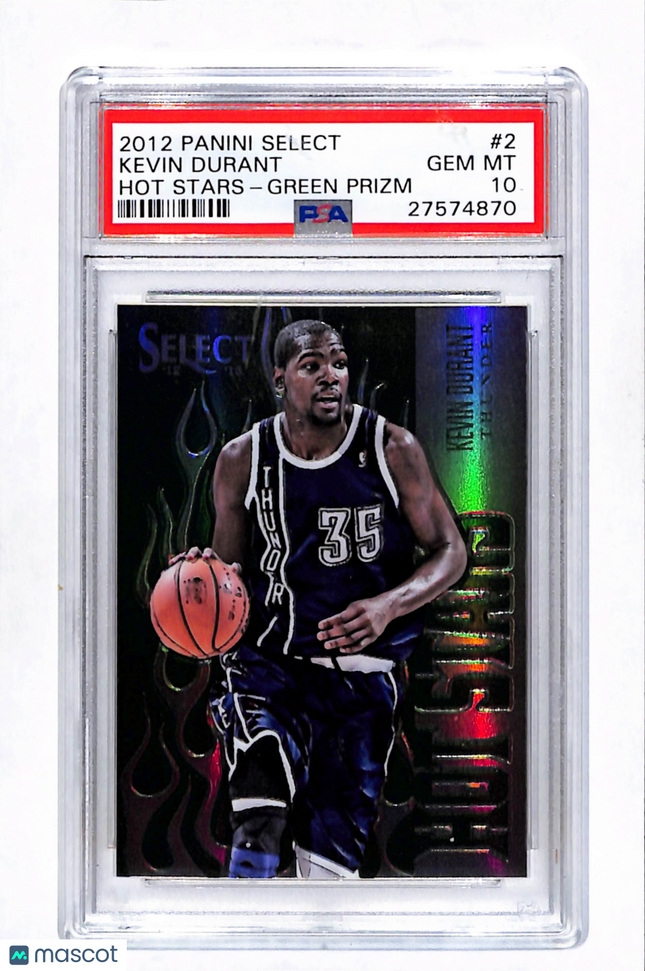 2012 Panini Select Hot Stars Kevin Durant #2 Green Prizm /15 PSA 10