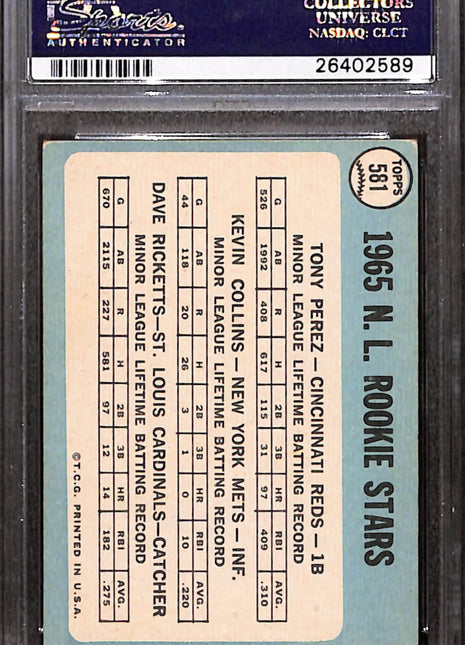 1965 Topps N. L. Rookie Stars #581 Perez Collins Ricketts PSA 4