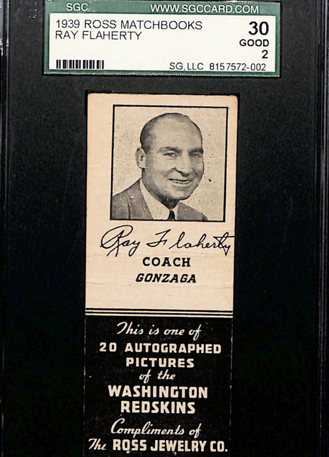 1939 Ross Matchbooks Ray Flaherty SGC 2