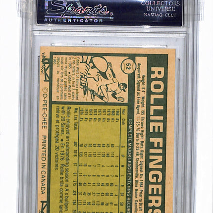 1977 O-Pee-Chee Rollie Fingers #52 PSA 8