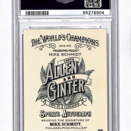 2021 Topps Allen Ginter Chrome Auto Mike Schmidt Orange Refractor PSA 10 Auto 10