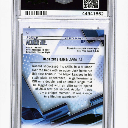 2018 Bowman's Best Ronald Acuna JR. #51 Atomic Refractor PSA 10