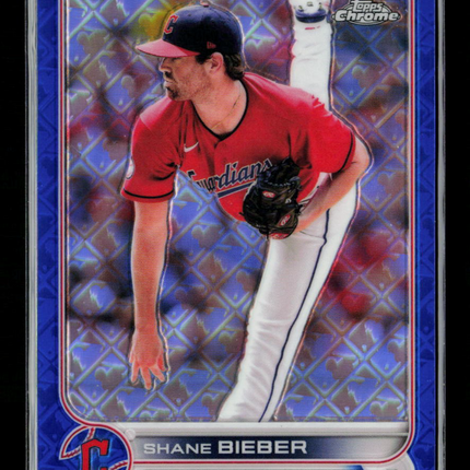 2022 Topps Chrome Shane Bieber #66 Blue Logofractor /150