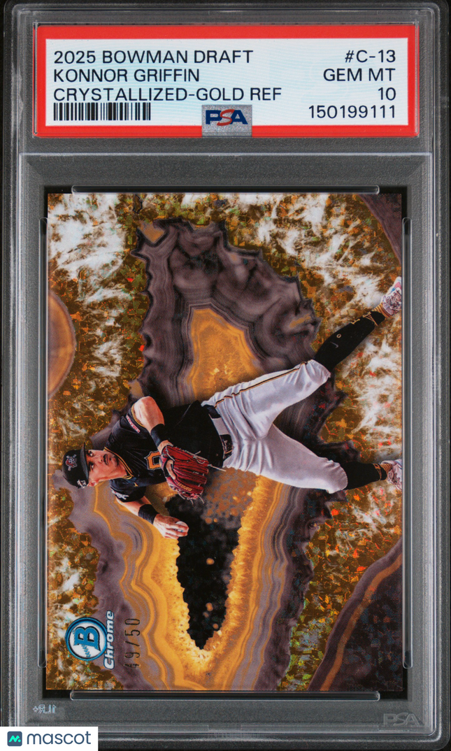 2025 Bowman Draft Crystallized Konnor Griffin #C-13 Gold Refractor 49/50 PSA 10
