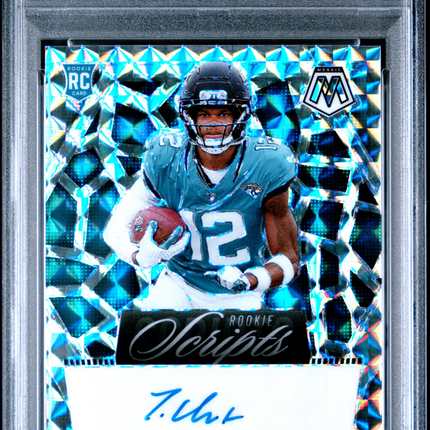 2025 Panini Mosaic Rookie Scripts Travis Hunter #RS-THR PSA 9