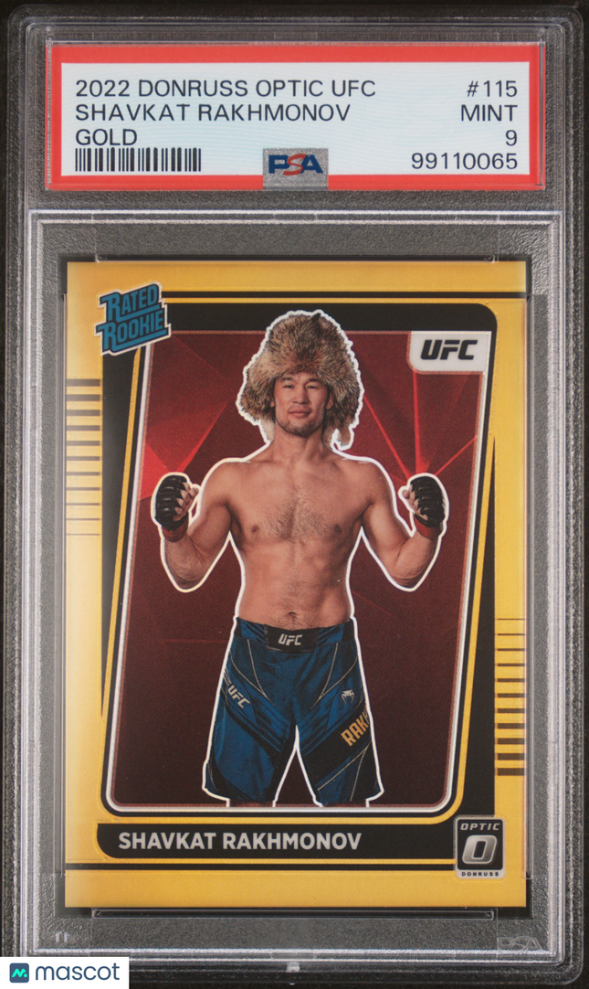 2022 Panini Donruss Optic UFC Shavkat Rakhmonov #115 Gold /10 PSA 9