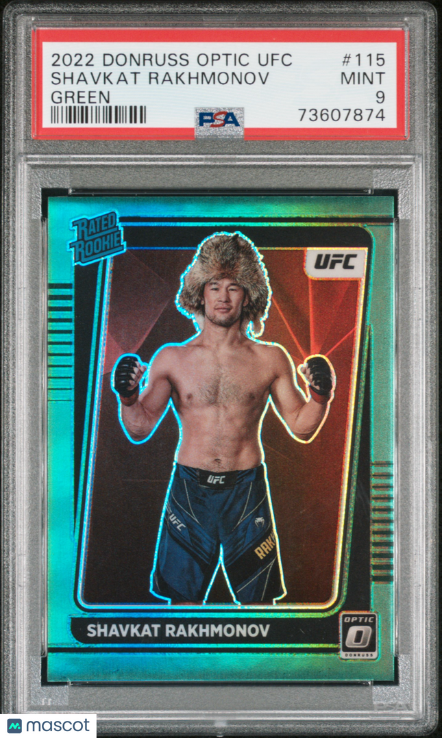 2022 Panini Donruss Optic UFC Shavkat Rakhmonov #115 Green /5 PSA 9