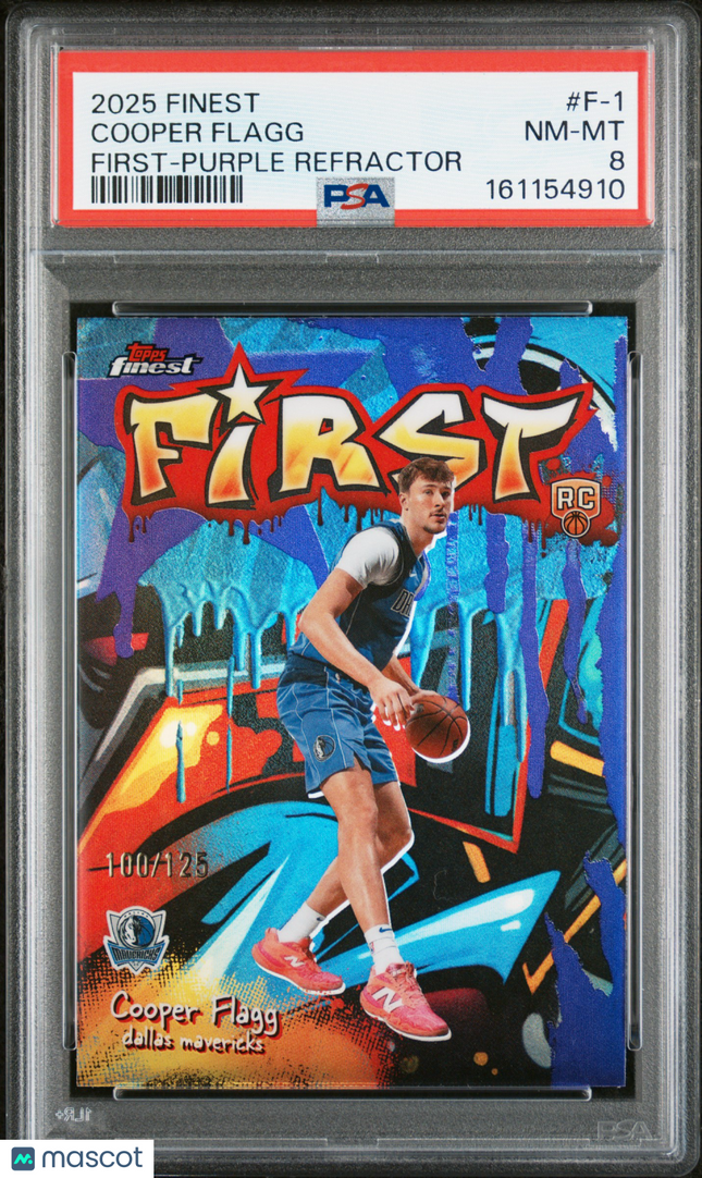 2025 Topps Finest First Cooper Flagg #F-1 Purple Refractor 100/125 PSA 8