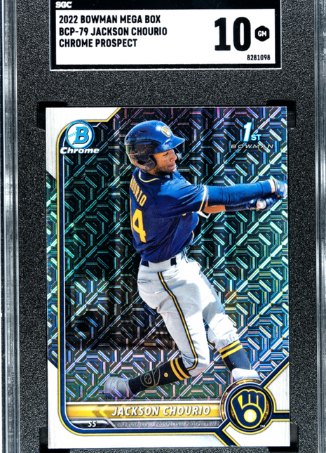 2022 Bowman Mega Box Jackson Chourio #BCP-79 Chrome Prospect SGC 10