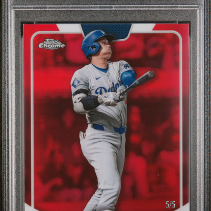 2024 Topps 50/50 Shohei Ohtani Shohei Ohtani #61 Chrome Red Refractor PSA 9 /5