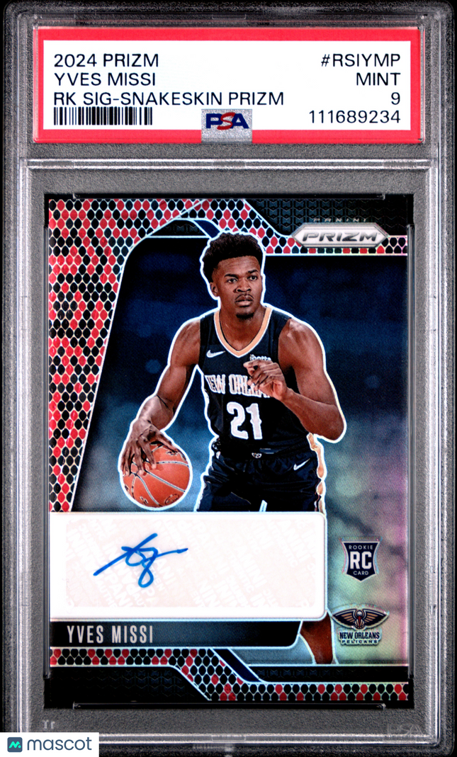 2024 Panini Prizm Rookie Signatures Yves Missi #RSIYMP RK Snakeskin PSA 9 Auto