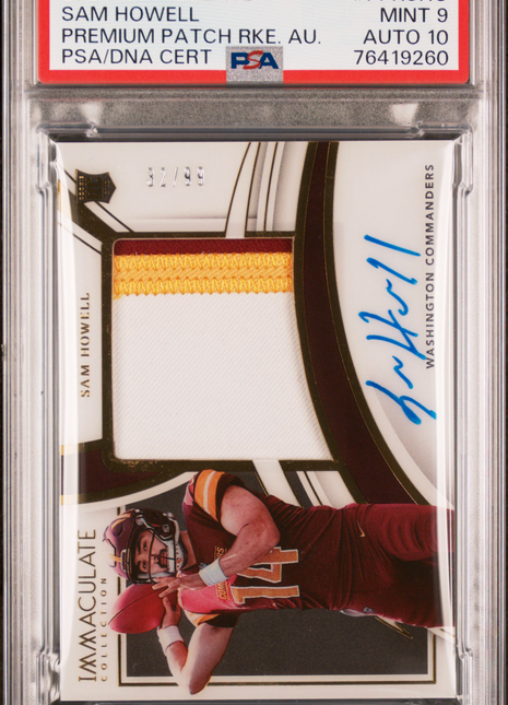 2022 Panini Immaculate Collection Premium Patch Rookie Auto Sam Howell PSA 9