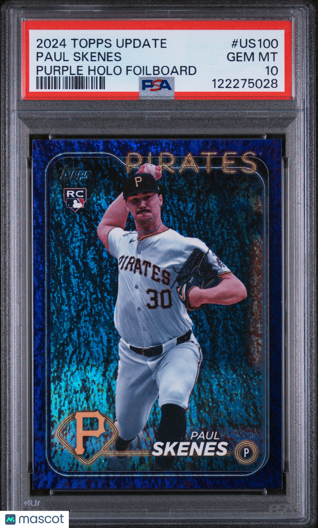2024 Topps Update Paul Skenes #US100 Purple Holo Foilboard PSA 10 /799