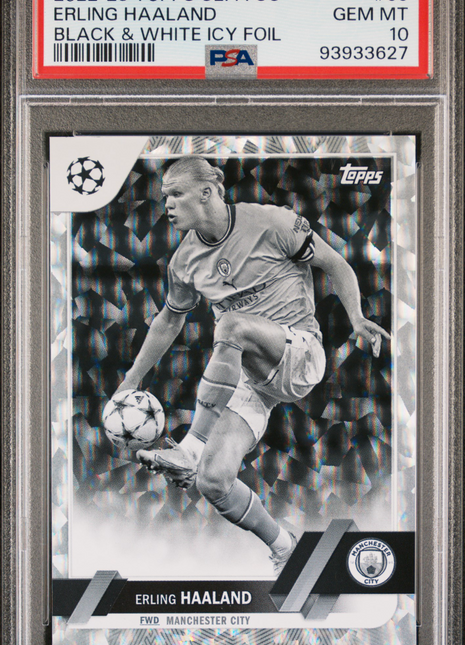 2022 Topps UEFA Club Erling Haaland #99 Black & White Icy Foil PSA 10
