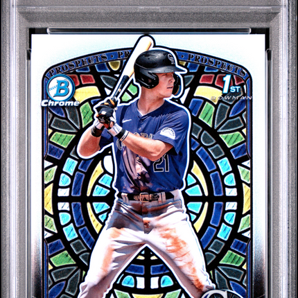 2025 Bowman Chrome Prospects Charlie Condon #BCP75 PRS Etched In Glass Var PSA 8