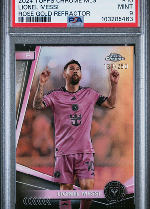 2024 Topps Chrome MLS Lionel Messi #10 Rose Gold Refractor 137/250 PSA 9