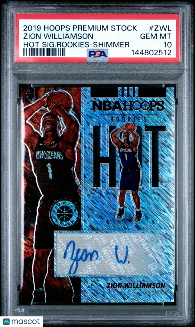2019 Hoops Premium Stock Hot Signatures Rookies Zion Williamson Shimmer PSA 10