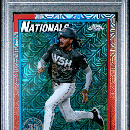 2025 Topps Silver Pack 1990 Chrome Promo James Wood #55 Aqua 015/199 PSA 10
