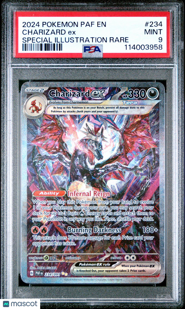 2024 Pokemon Paf EN-Paldean Fates Charizard EX SIR PSA 9 #234