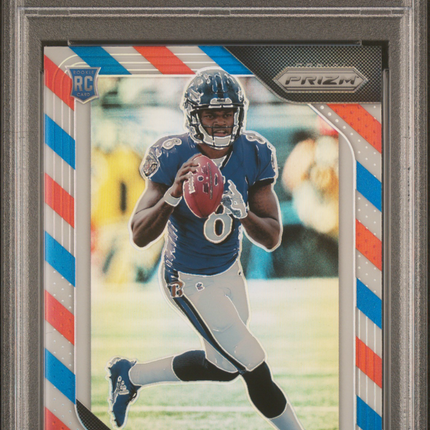 2018 Panini Prizm Lamar Jackson #212 Red White Blue PSA 9