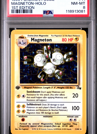 1999 Pokemon Fossil Magneton 1ST Edition PSA 8 #11