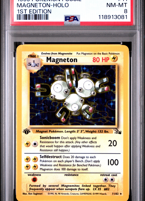 1999 Pokemon Fossil Magneton 1ST Edition PSA 8 #11