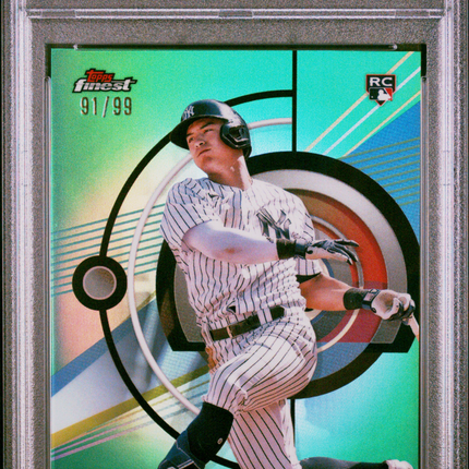2023 Topps Finest Anthony Volpe #26 Green 91/99 PSA 9