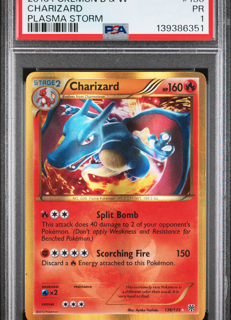 2013 Pokemon Black & White Plasma Storm Charizard Plasma Storm PSA 1 #136