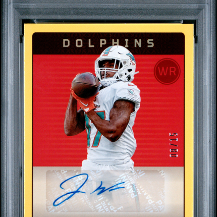 2023 Panini Legacy Jaylen Waddle #61 Autograph Yellow 08/15 PSA 9 Auto