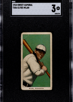 1910 Sweet Caporal (T206) Clyde Milan SGC 3