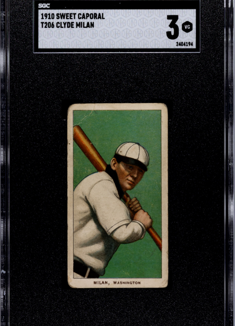 1910 Sweet Caporal (T206) Clyde Milan SGC 3