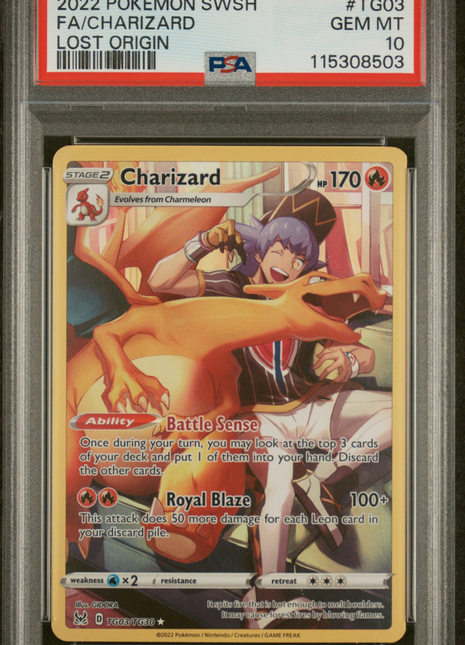 2022 Pokemon Sword & Shield Lost Origin Charizard Fa Lost Origin PSA 10 #TG03